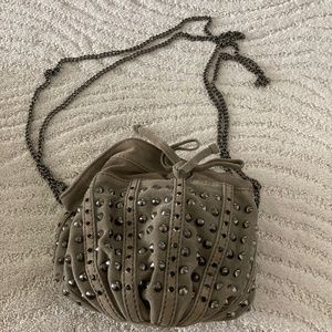 Suede Studded leather crossbody handbag